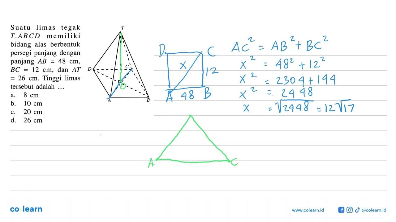 Suatu limas tegak T.ABCD memiliki bidang alas berbentuk