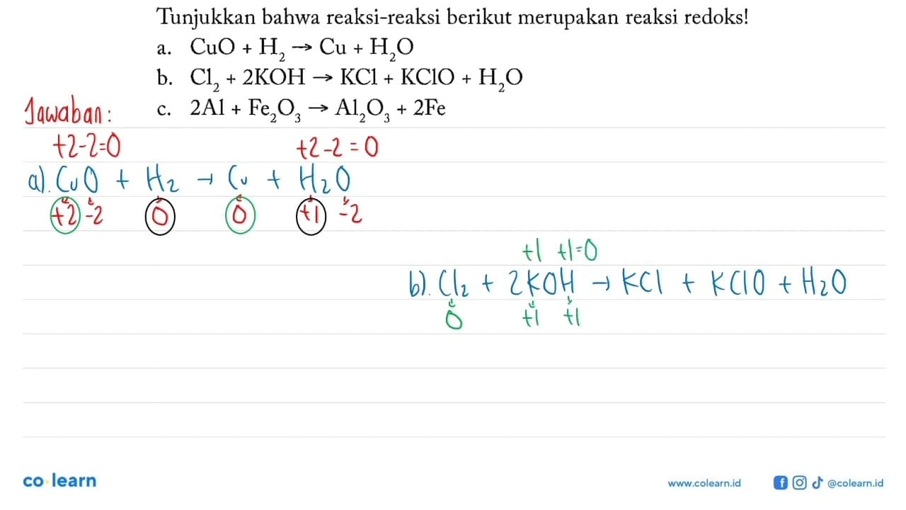 Tunjukkan bahwa reaksi-reaksi berikut merupakan reaksi