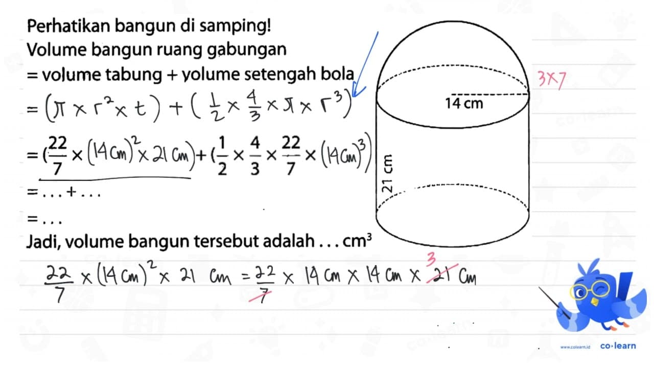 Perhatikan bangun di samping! Volume bangun ruang gabungan