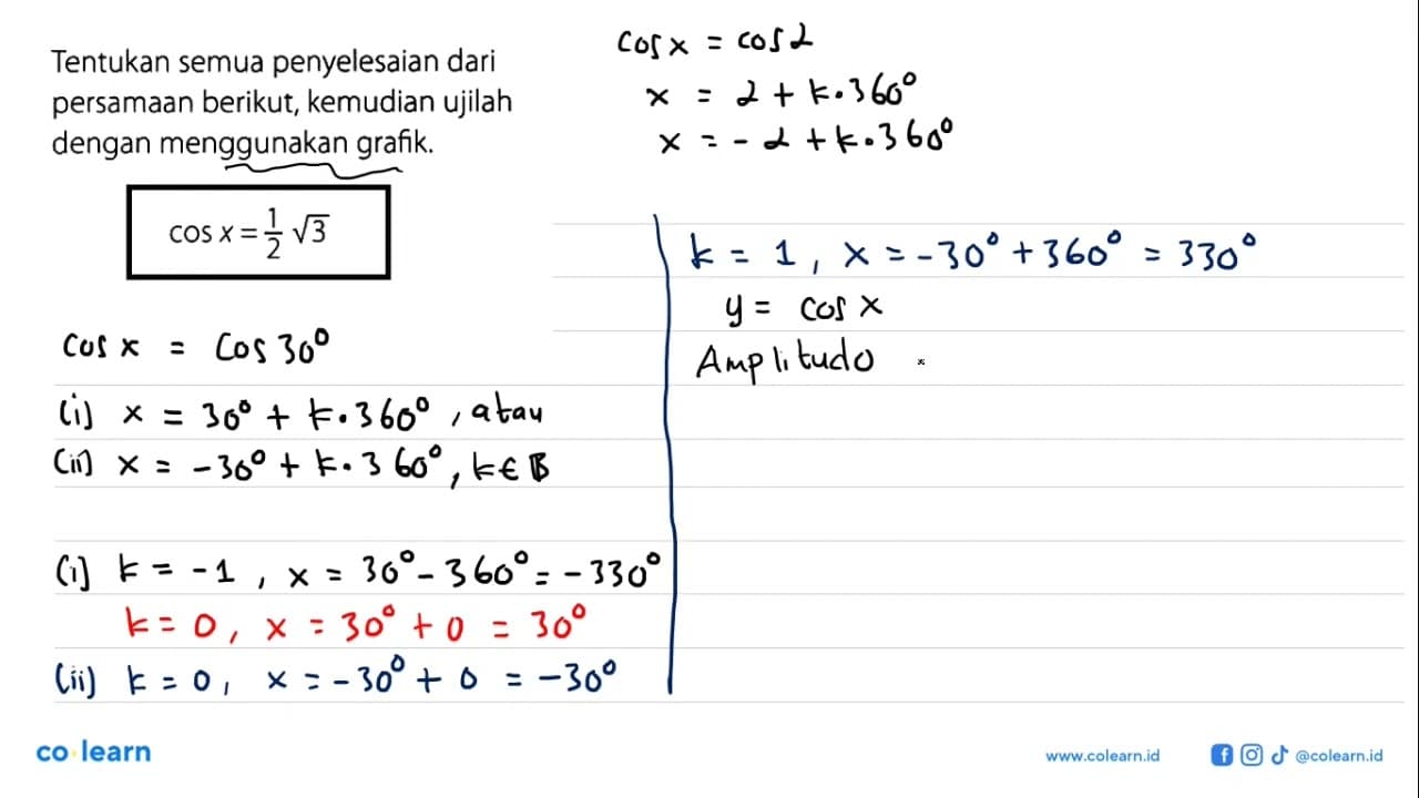 Tentukan semua penyelesaian dari persamaan berikut,