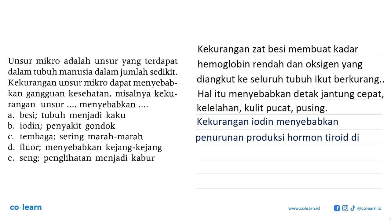 Unsur mikro adalah unsur yang terdapat dalam tubuh manusia