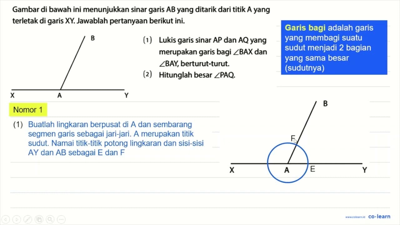 Gambar di bawah ini menunjukkan sinar garis AB yang ditarik