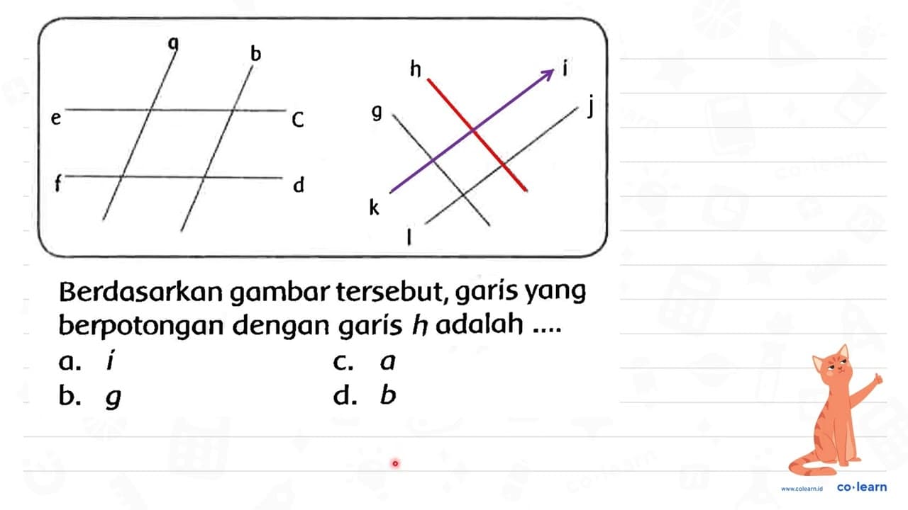 Berdasarkan gambar tersebut, garis yang berpotongan dengan