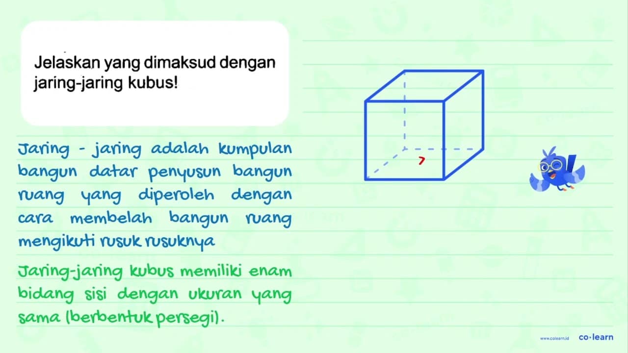 Jelaskan yang dimaksud dengan jaring-jaring kubus!