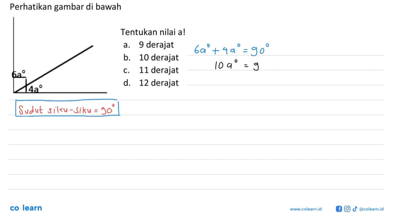 Perhatikan gambar di bawah 6a 4a Tentukan nilai a!