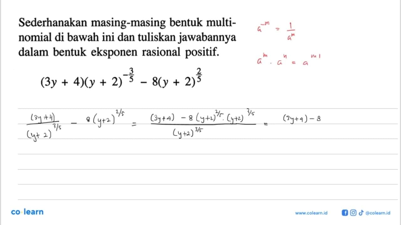 Sederhanakan masing-masing bentuk multinomial di bawah ini