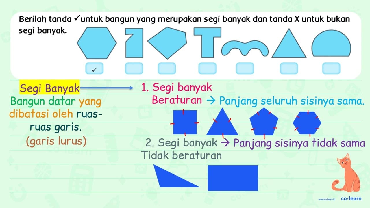 Berilah tonda checkmark untuk bangun yang merupakan segi