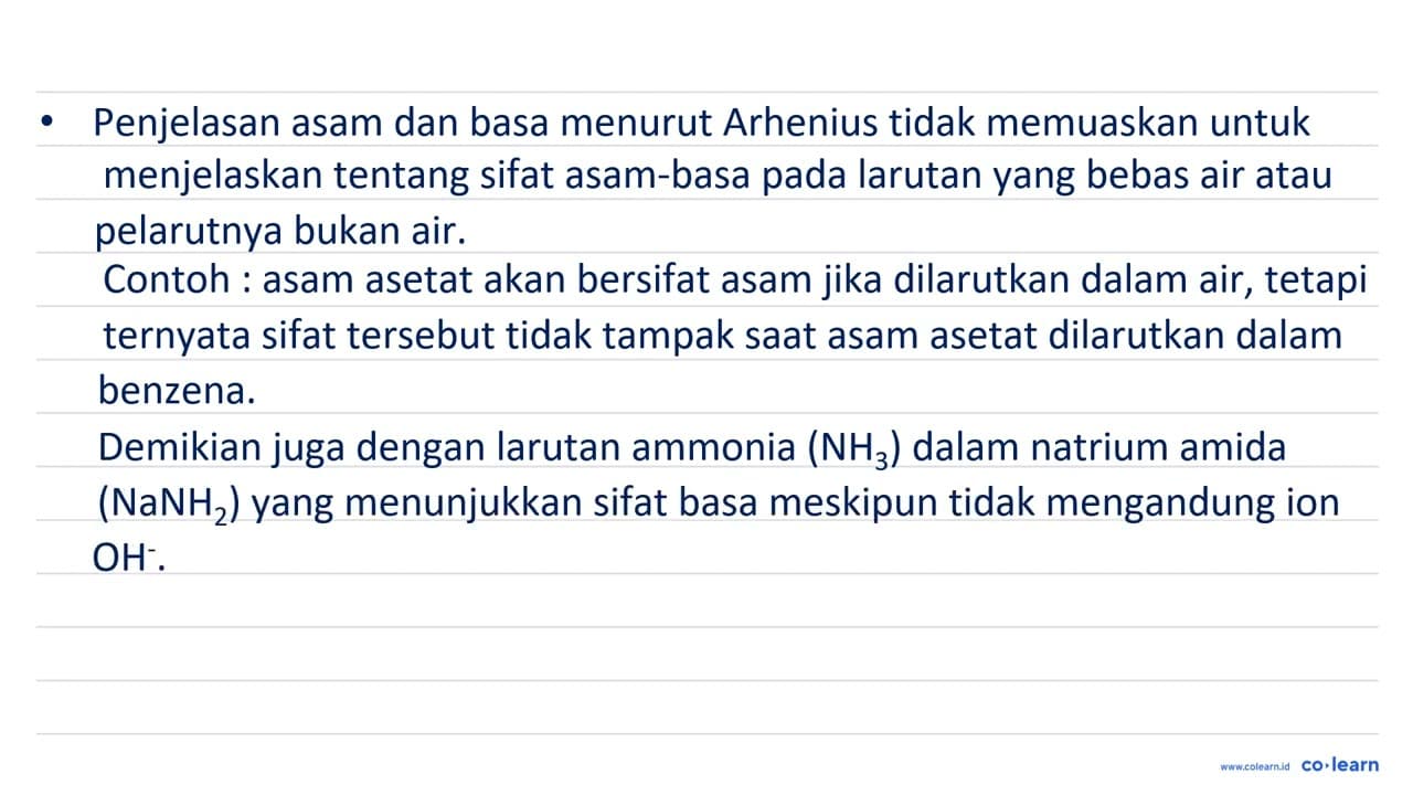 Konsep asam-basa Arrhenius disempurnakan oleh Bronsted