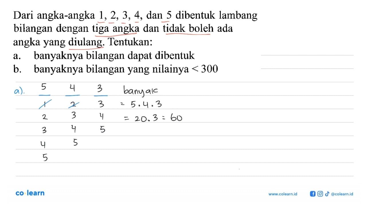 Dari angka-angka 1,2,3,4, dan 5 dibentuk lambang bilangan