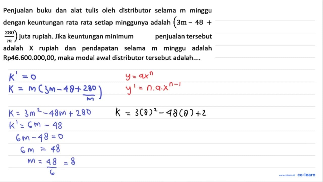 Penjualan buku dan alat tulis oleh distributor selama m