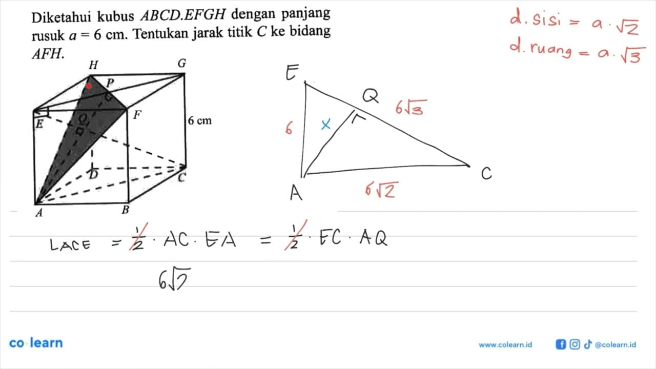 Diketahui kubus ABCD EFGH dengan panjang jarak titik C ke