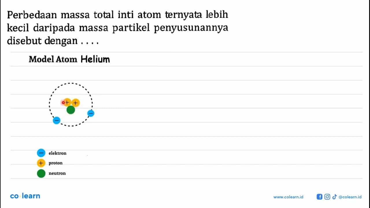 Perbedaan massa total inti atom ternyata lebih kecil