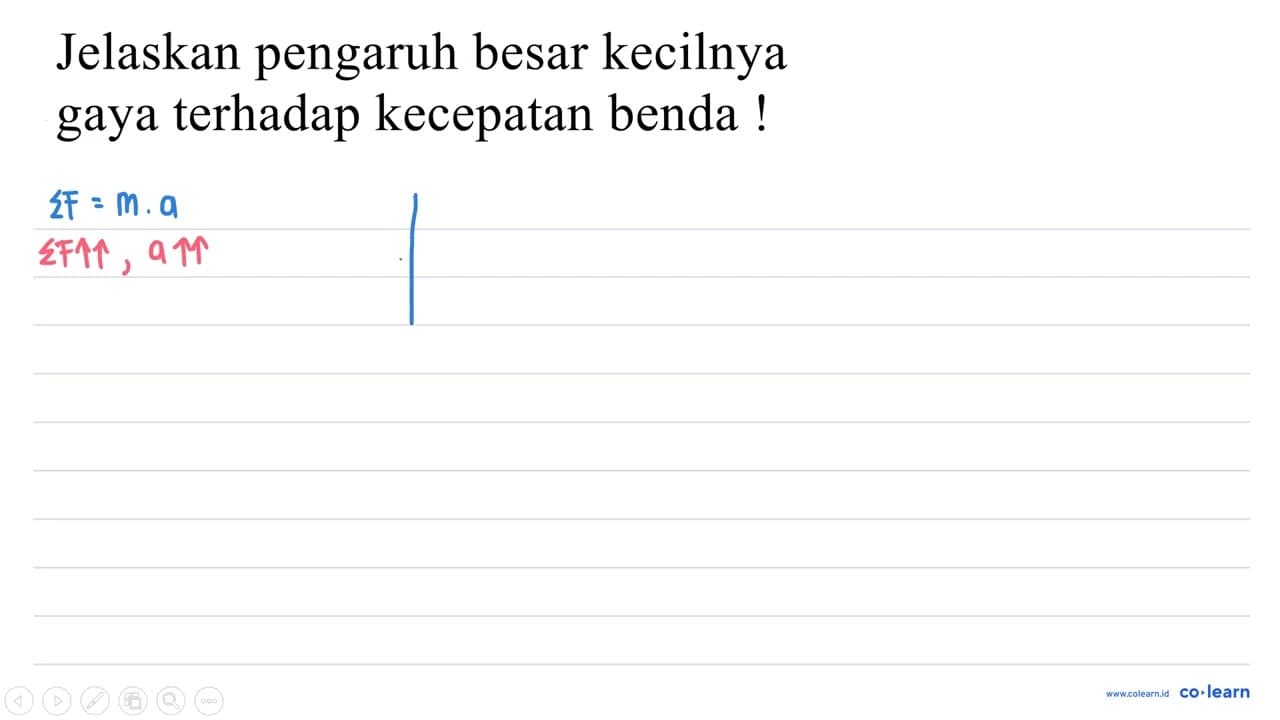 jelaskan pengaruh besar kecilnya gaya terhadap kecepatan