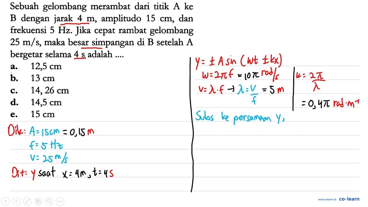 Sebuah gelombang merambat dari titik A ke B dengan jarak 4