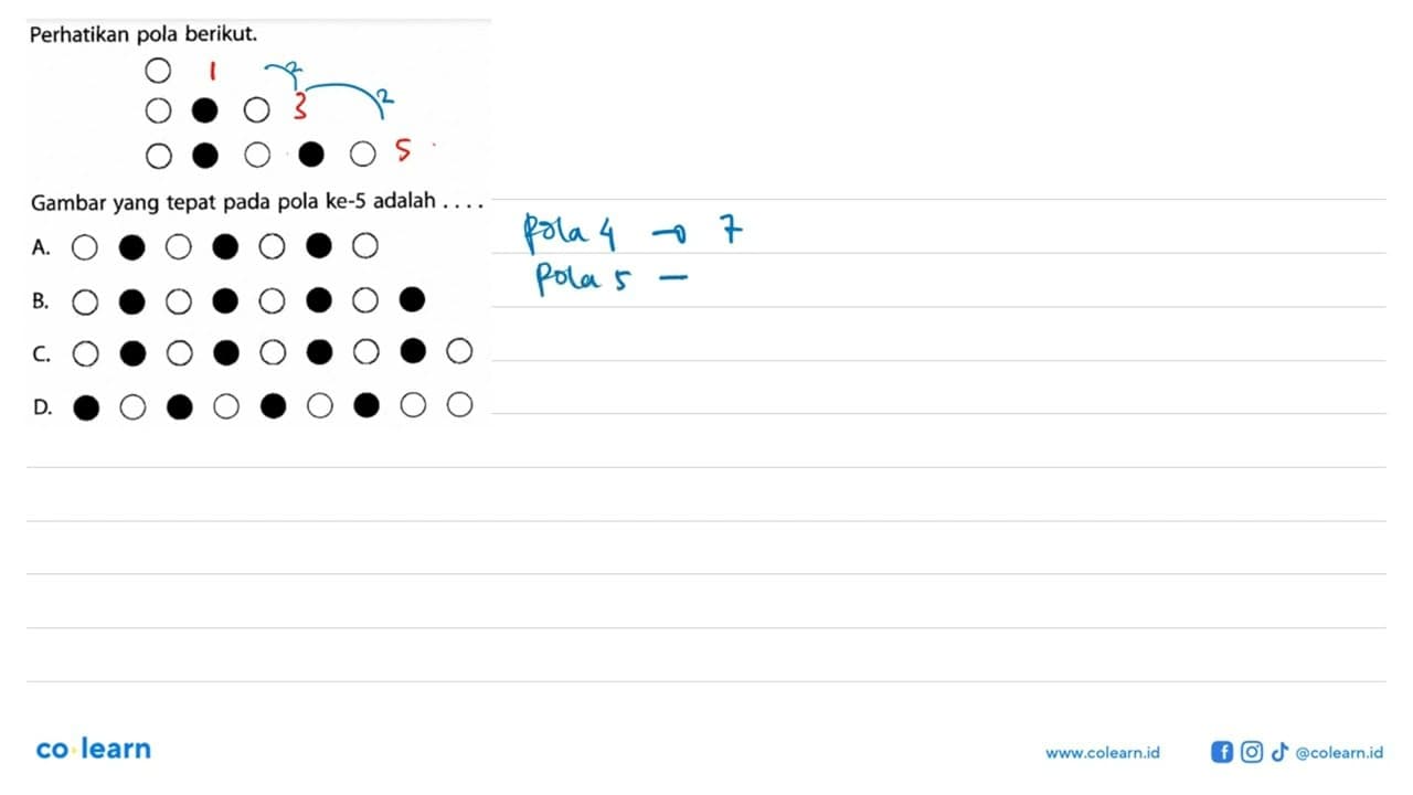 Perhatikan pola berikut. Gambar yang tepat pada pola ke-5