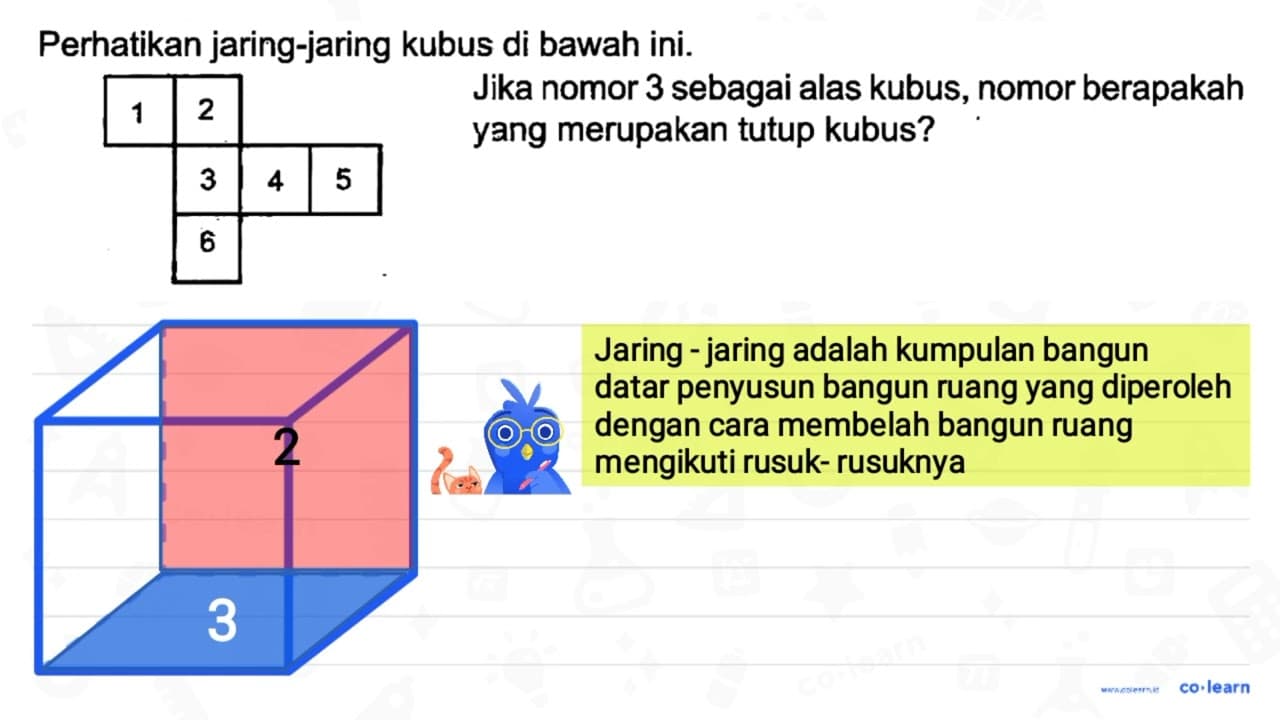 Perhatikan jaring-jaring kubus di bawah ini.