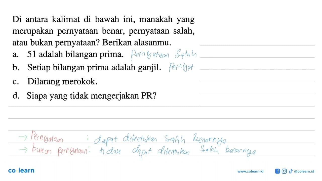 Di antara kalimat di bawah ini, manakah yang merupakan