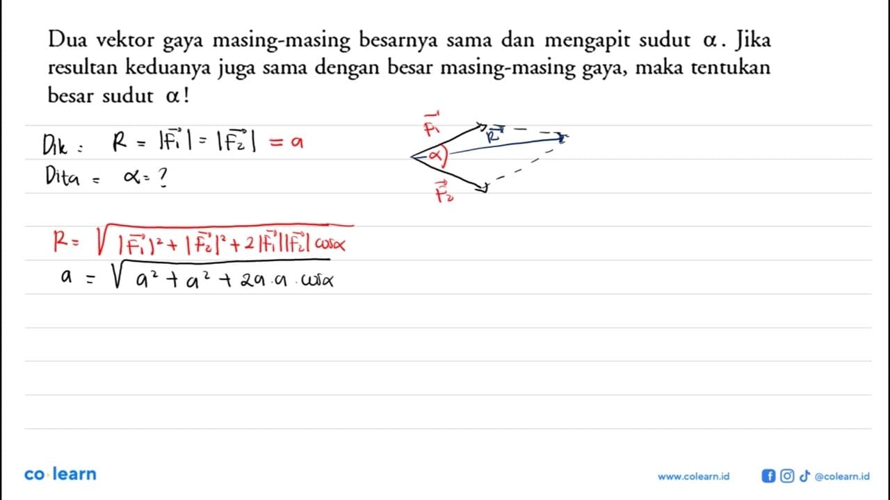 Dua vektor gaya masing-masing besarnya sama dan mengapit