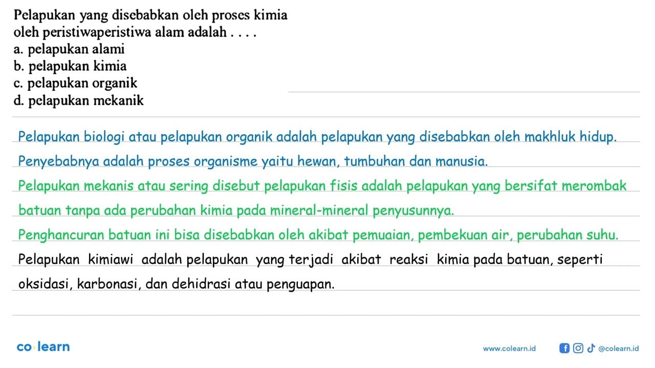 Pelapukan yang disebabkan oleh proses kimia oleh peristiwa