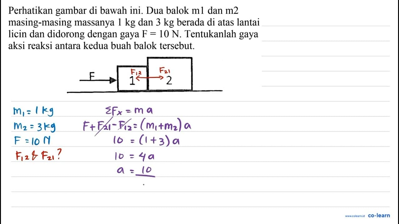 Perhatikan gambar di bawah ini. Dua balok m 1 dan m 2