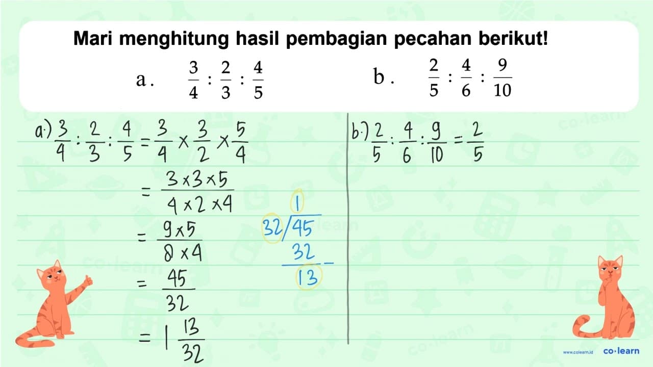 Mari menghitung hasil pembagian pecahan berikut!