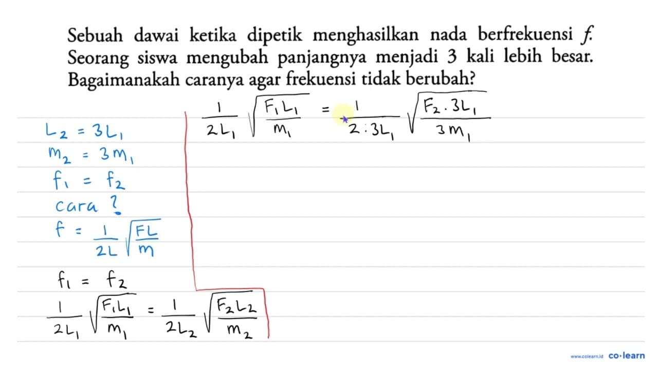 Sebuah dawai ketika dipetik menghasilkan nada berfrekuensi