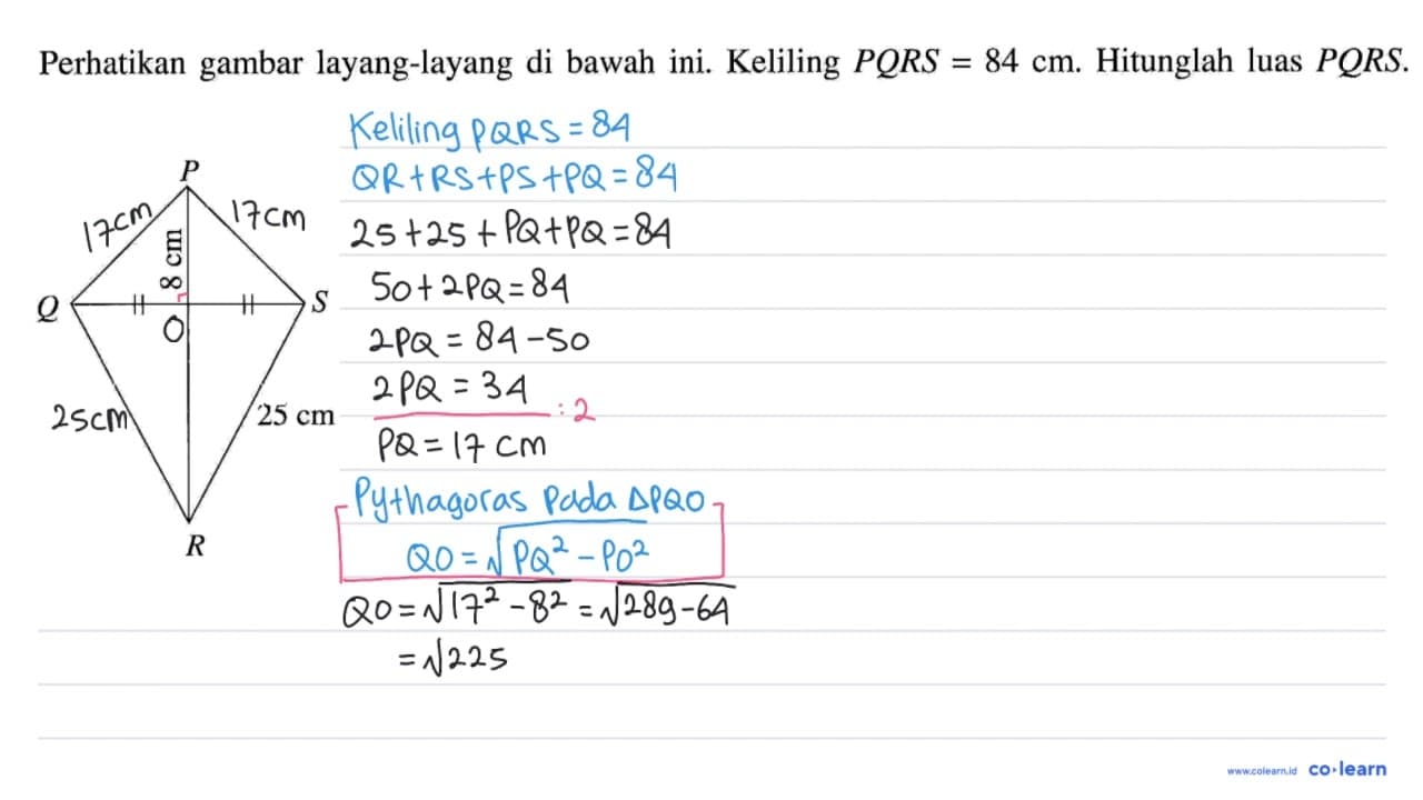 Perhatikan gambar layang-layang di bawah ini. Keliling