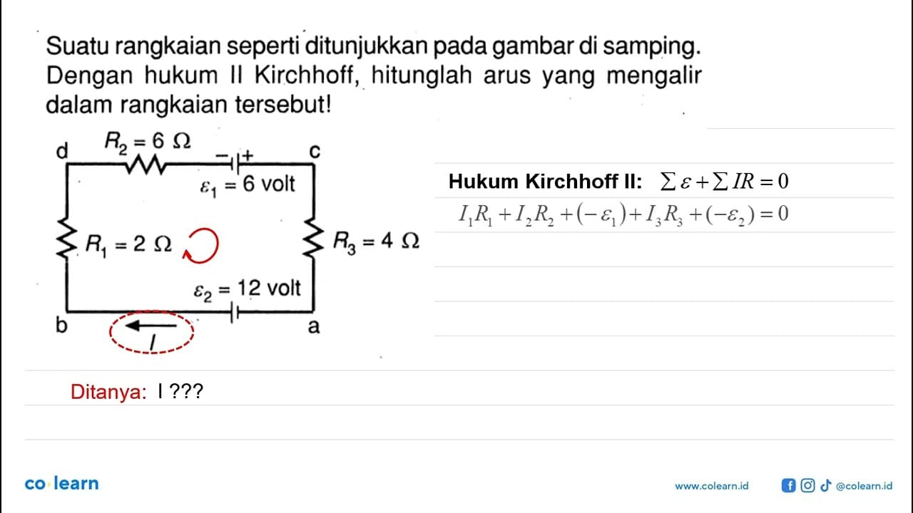 Suatu rangkaian seperti ditunjukkan pada gambar di samping.