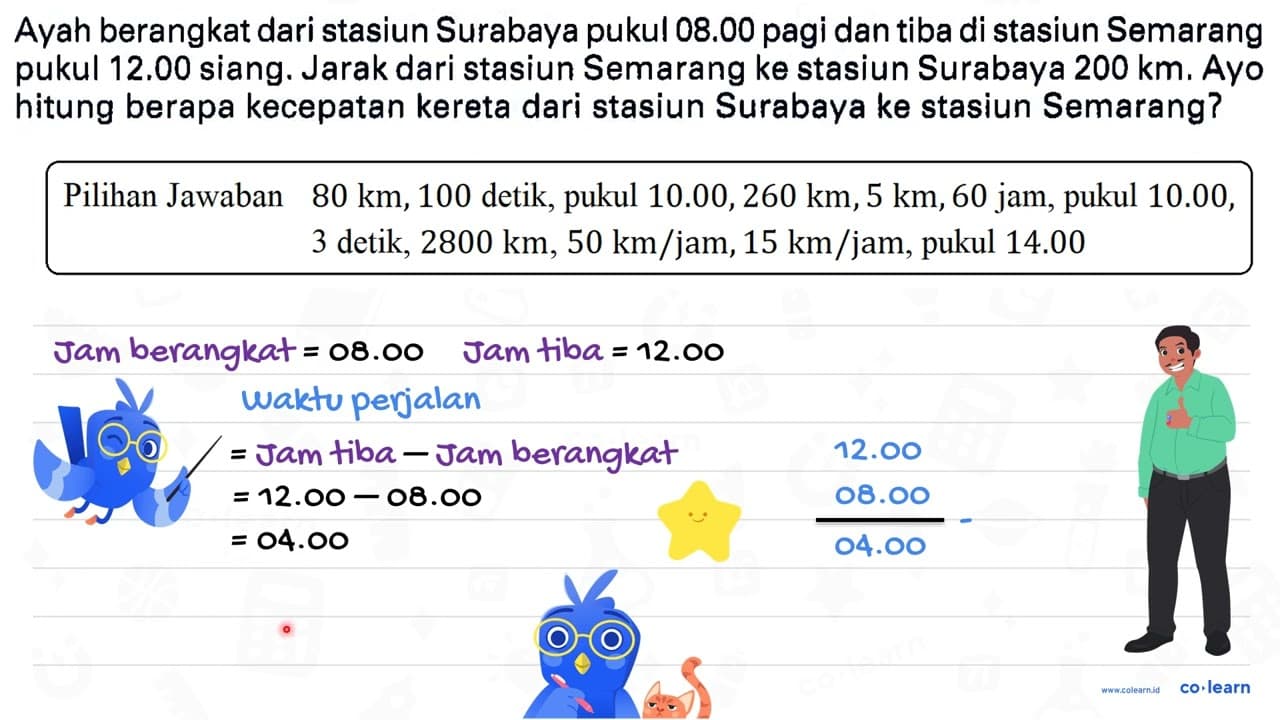 Ayah berangkat dari stasiun Surabaya pukul 08.00 pagi dan