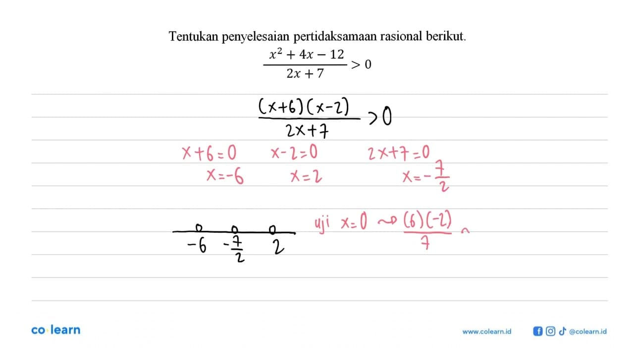 Tentukan penyelesaian pertidaksamaan rasional