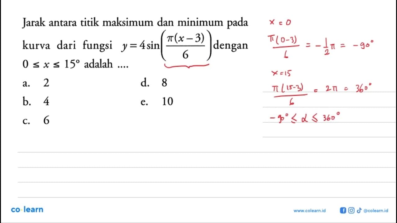 Jarak antara titik maksimum dan minimum pada kurva dari