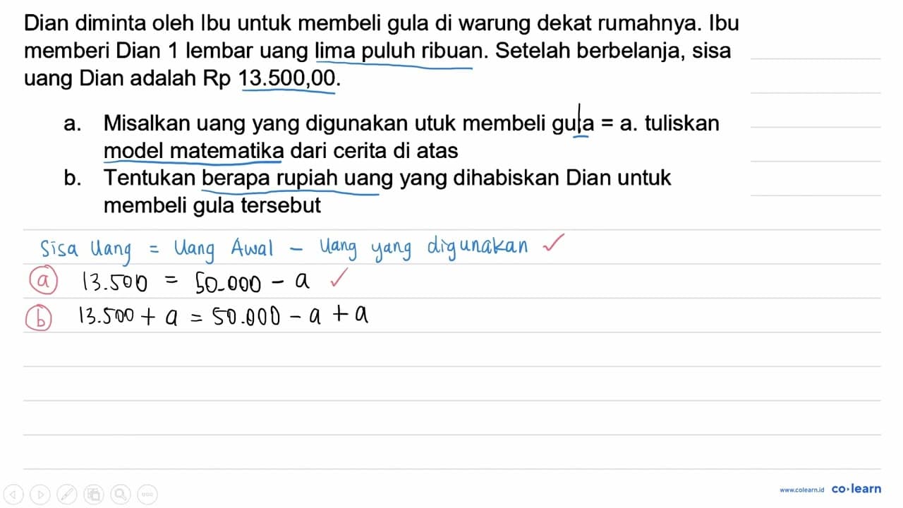 Dian diminta oleh Ibu untuk membeli gula di warung dekat