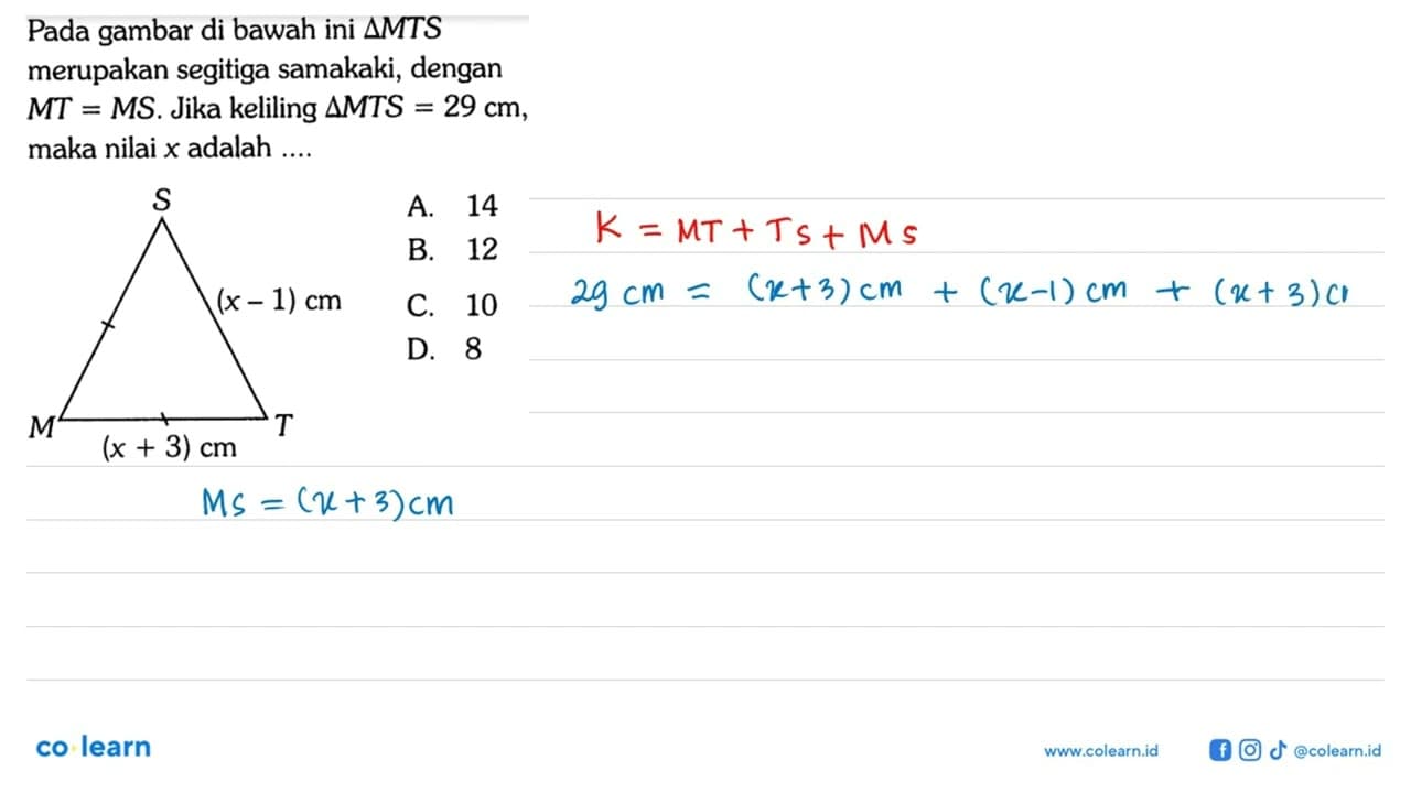 Pada gambar di bawah ini segitiga MTS merupakan segitiga