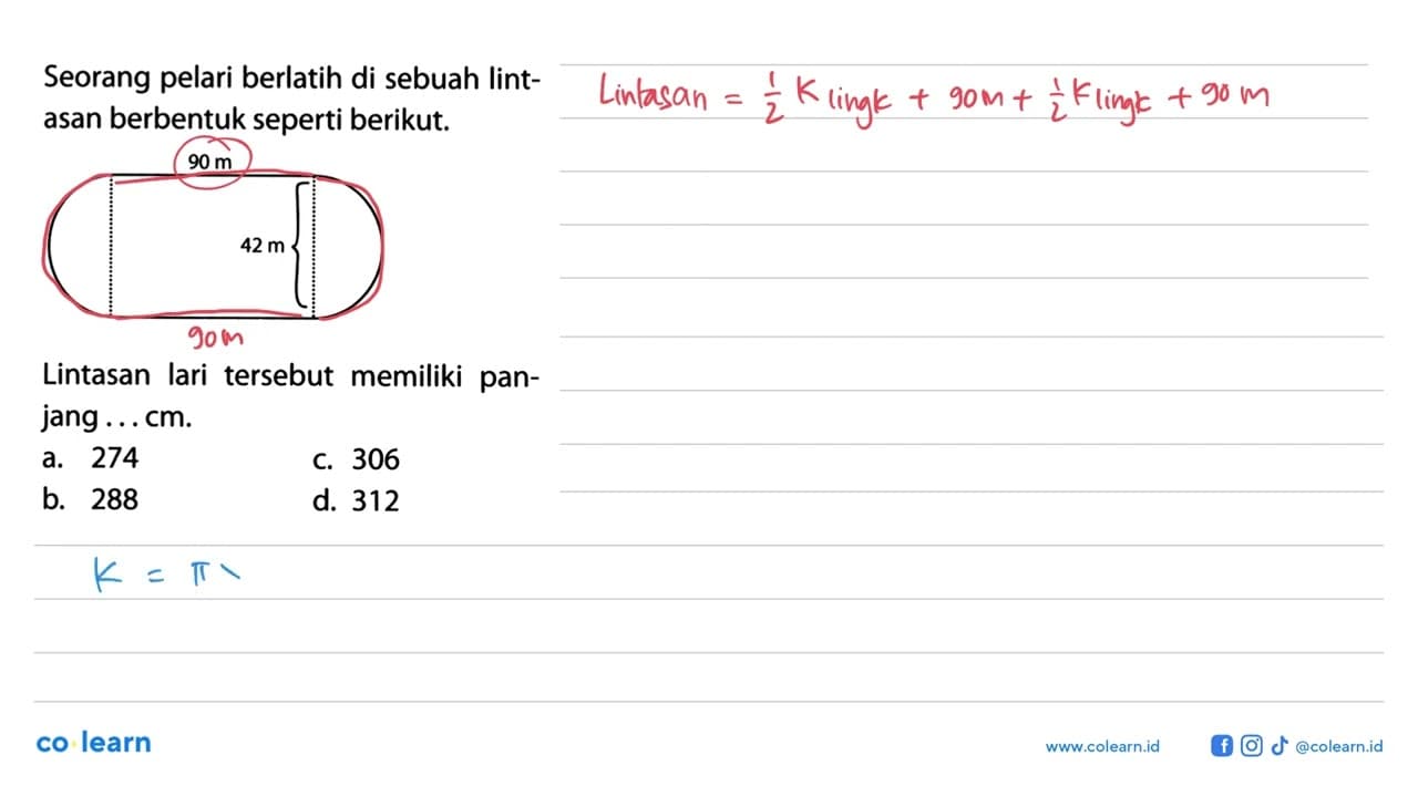 Seorang pelari berlatih di sebuah lintasan berbentuk