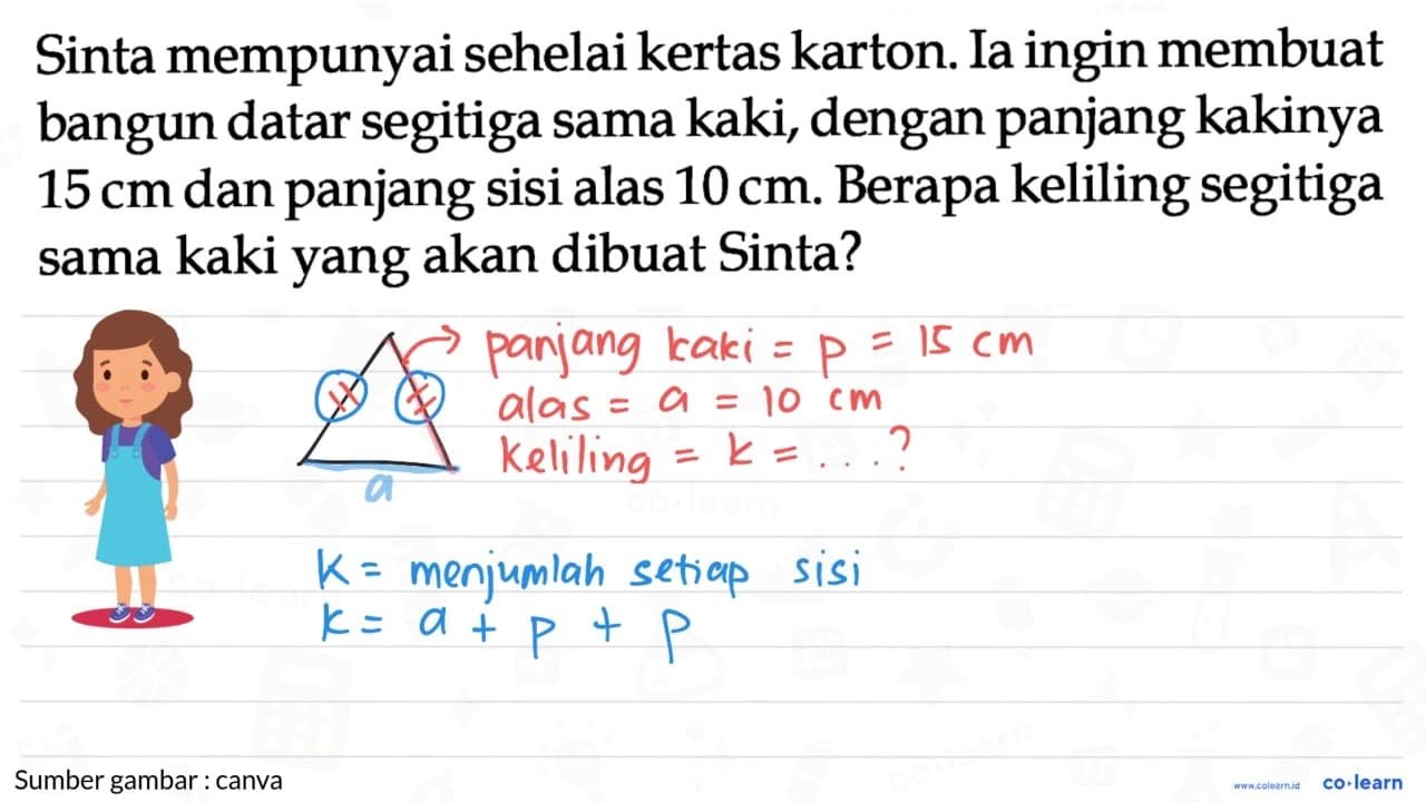 Sinta mempunyai sehelai kertas karton. Ia ingin membuat