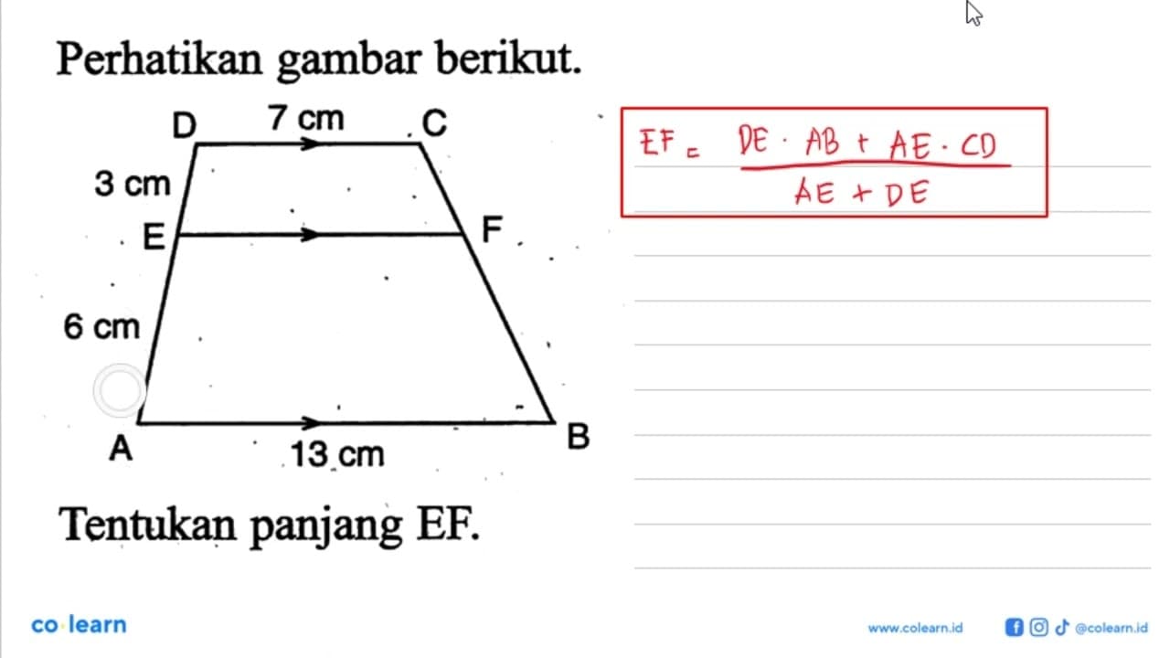 Perikan gambar berikut. A 6 cm E 3 cm D 7 CM C A 13 cm B