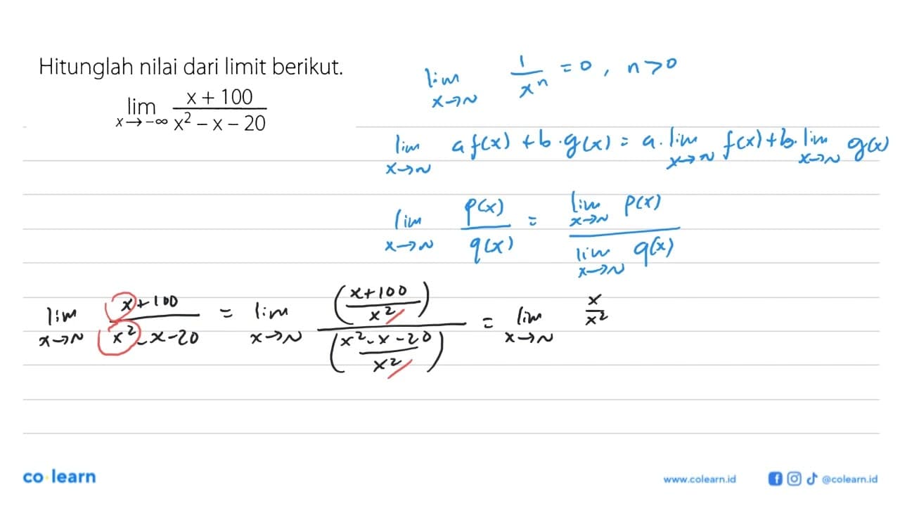 Hitunglah nilai dari limit berikut.lim x ->-tak hingga