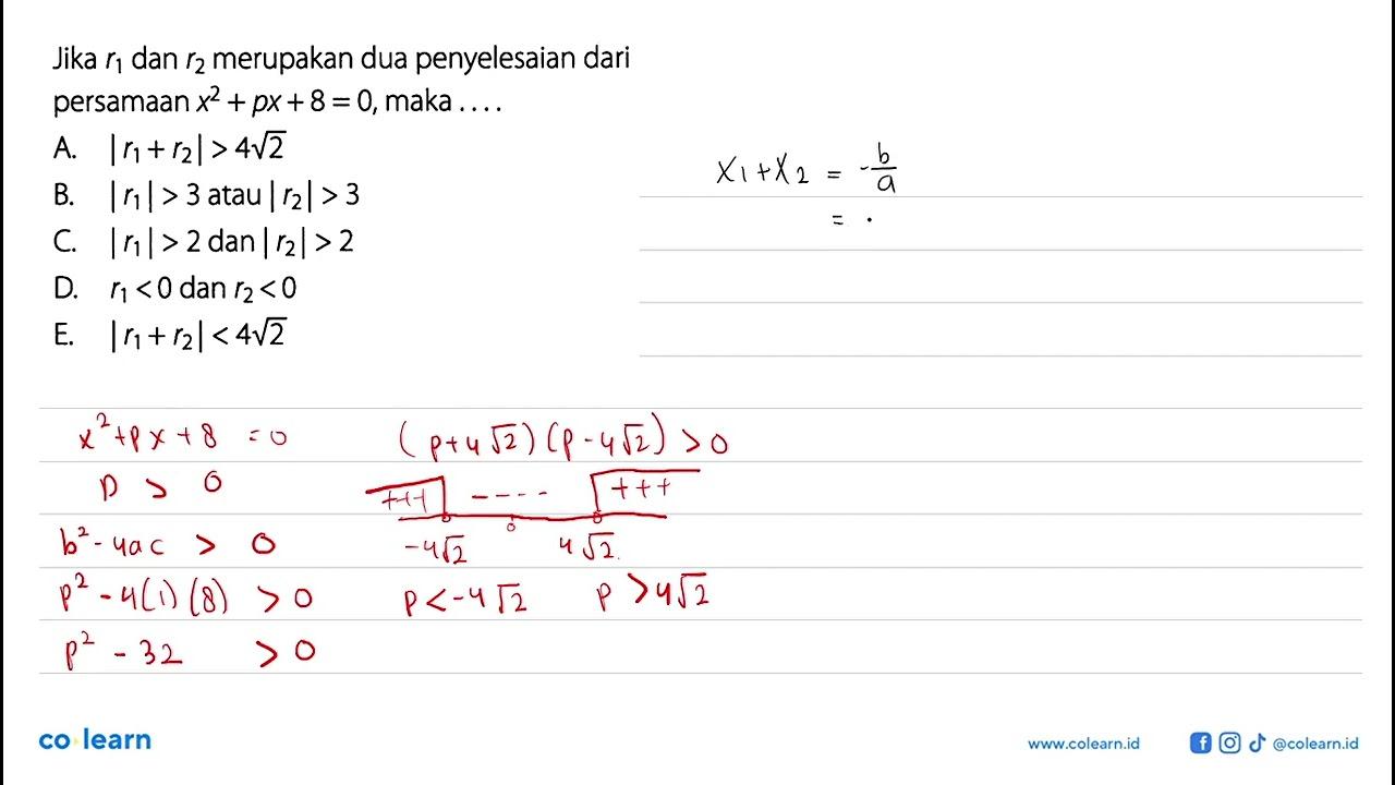 Jika r1 dan rz merupakan dua penyelesaian dari persamaan