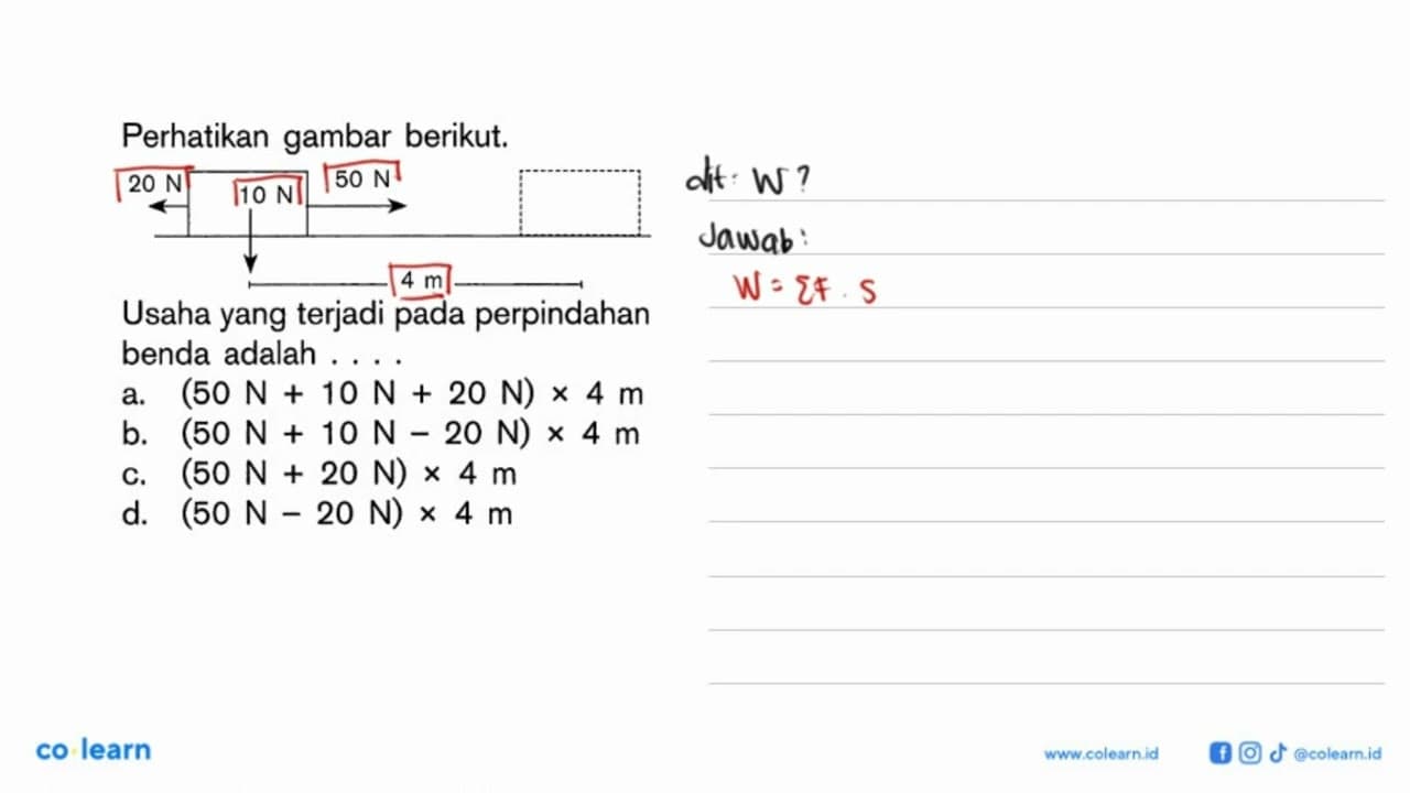 Perhatikan gambar berikut.Usaha yang terjadi pada