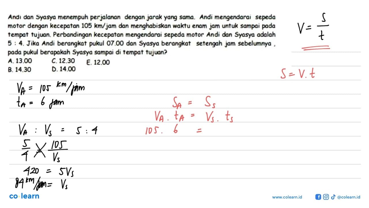 Andi dan Syasya menempuh perjalanan dengan jarak yang sama.