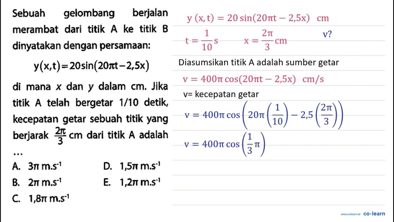 Sebuah gelombang berjalan merambat dari titik A ke titik B