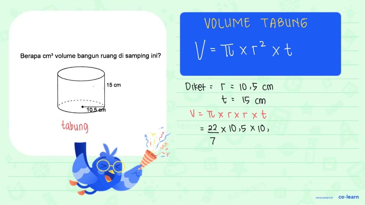 Berapa cm^3 volume bangun ruang di samping ini? 15 cm 10.5