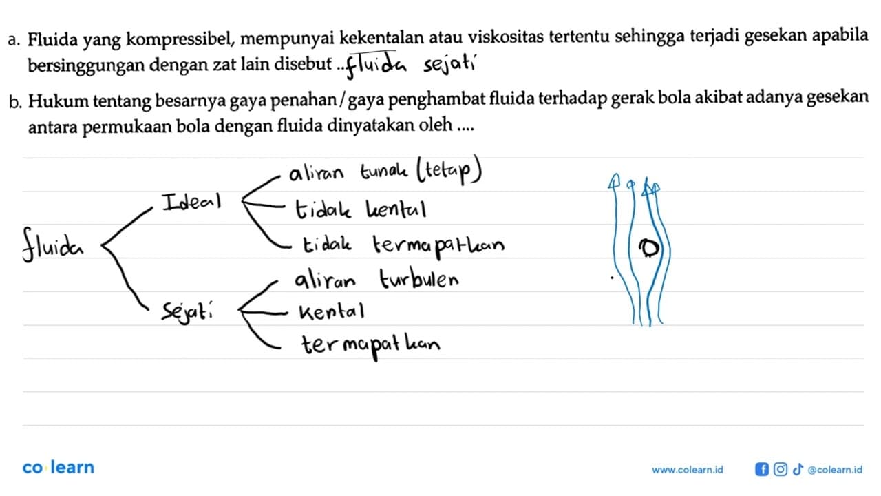 a. Fluida yang kompressibel, mempunyai kekentalan atau