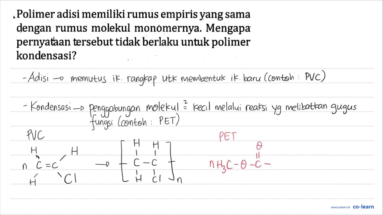 Polimer adisi memiliki rumus empiris yang sama dengan rumus