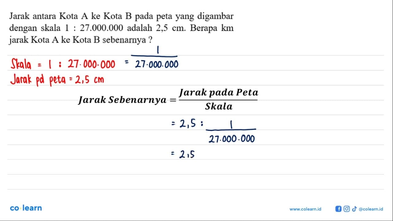 Jarak antara Kota A ke Kota B pada peta yang digambar