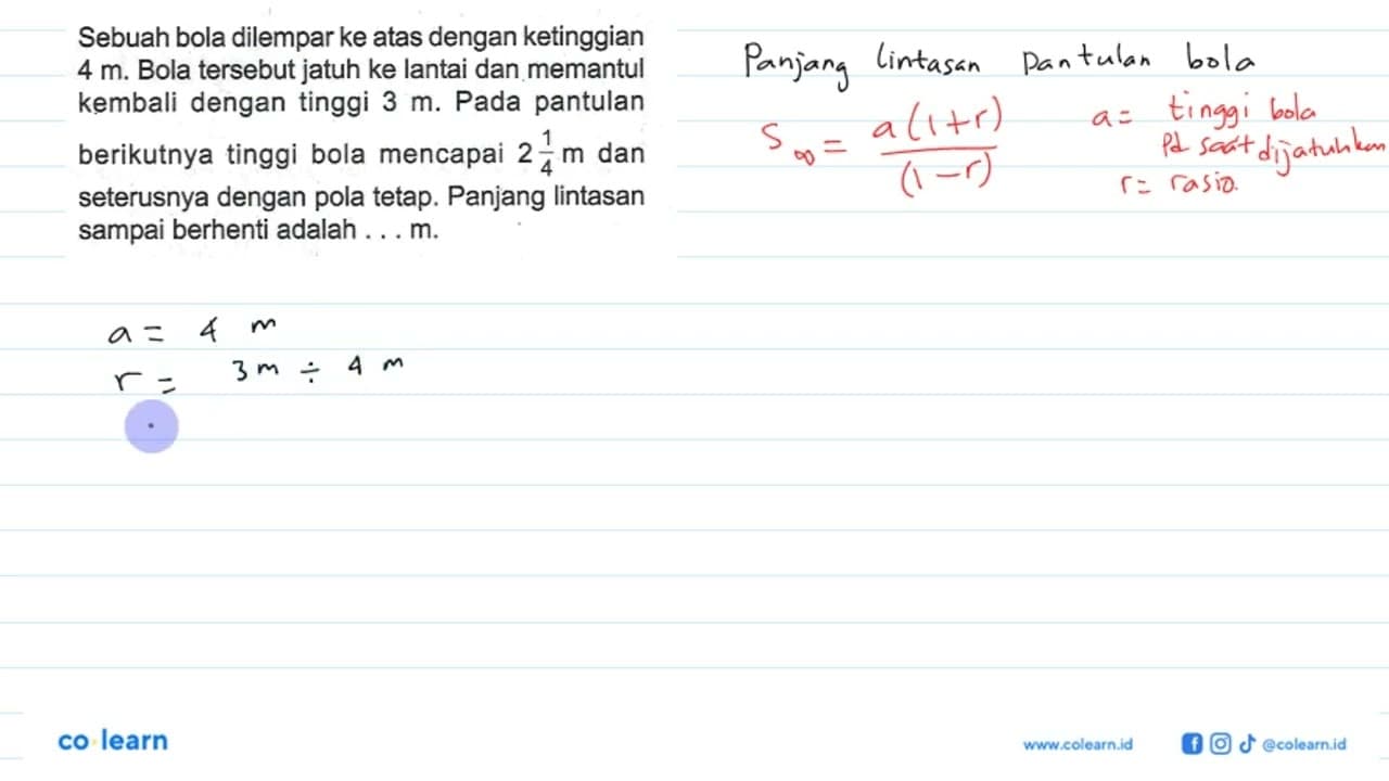 Sebuah bola dilempar ke atas dengan ketinggian 4 m. Bola