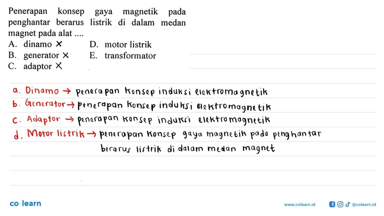 Penerapan konsep gaya magnetik pada penghantar berarus