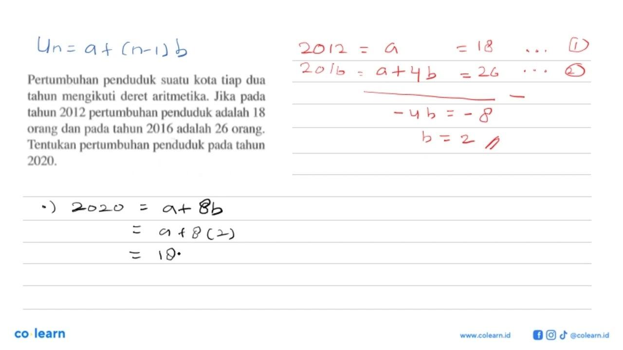 Pertumbuhan penduduk suatu kota tiap dua tahun mengikuti