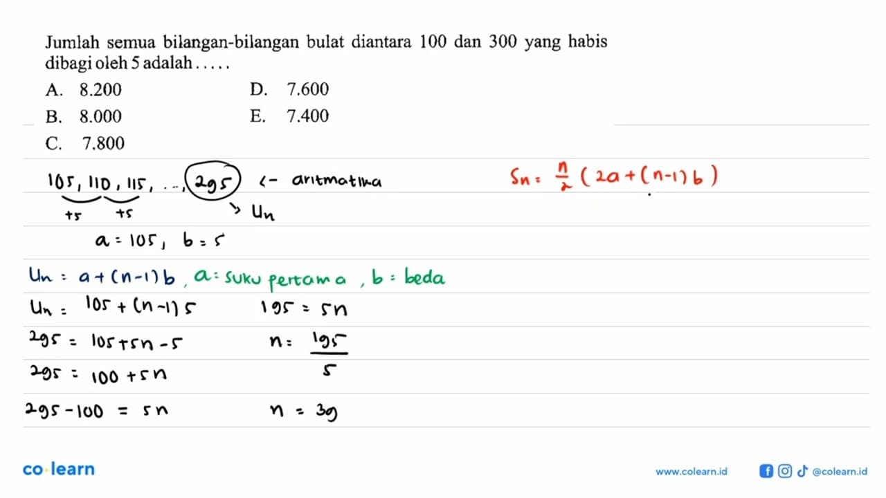 Jumlah semua bilangan-bilangan bulat diantara 100 dan 300