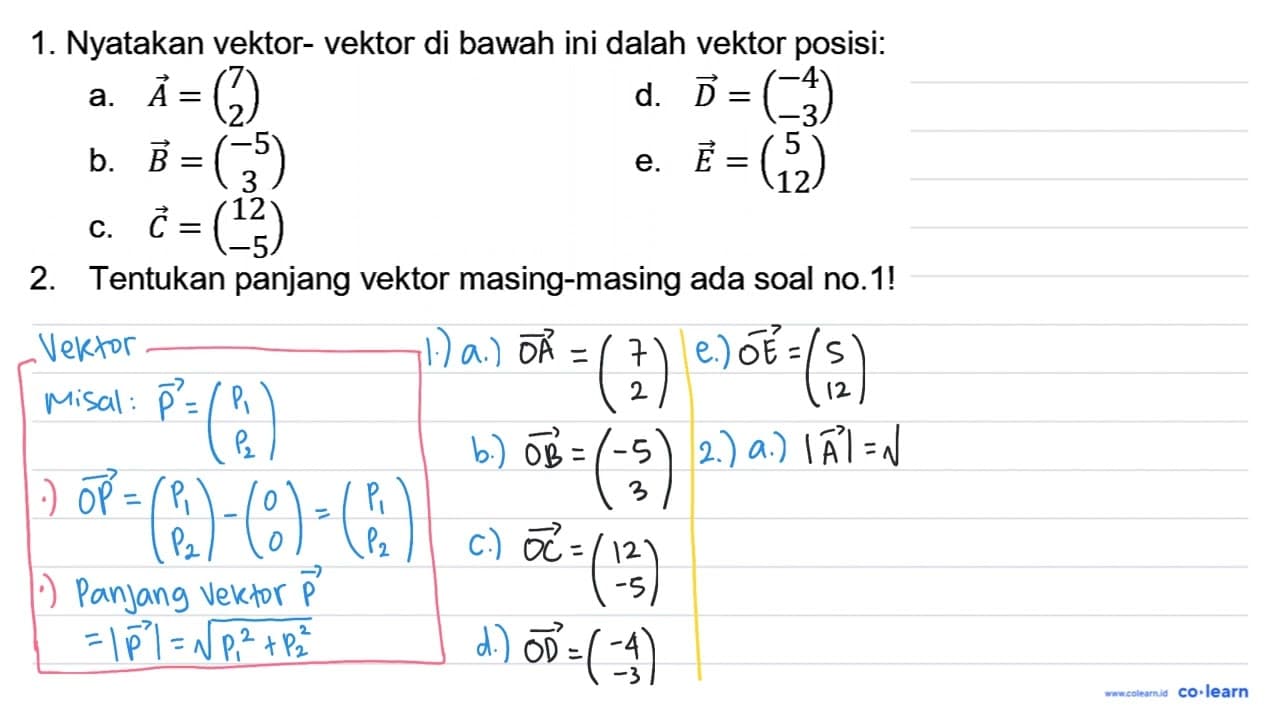 1. Nyatakan vektor- vektor di bawah ini dalah vektor